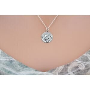Sterling Silver Dolphin Charm with Waves Necklace
